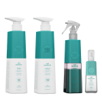 Rinkinys garbanotiems plaukams Nishlady: &scaron;ampūnas, 503 ml + kondicionierius, 503 ml + dvifazis kondicionierius, 386 ml + serumas, 97 ml