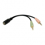 Adapteris LogiLink CA0020, 3.5 Stereo 4-Pin Female To 2 X 3.5 Stereo Male, 15 cm
