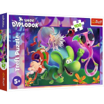 Puzzle Trefl Diplodocus drakonas ir draugai, 100 dalių, spalvinga dinozaurų scena