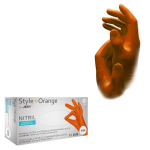 Vienkartinės nitrilo pir&scaron;tinės Style Orange, be pudros, oranžinės, 100 vnt.