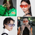 Sunglasses,Flat Top Square Sunglasses For Men Women One Piece Shades Semi-Rimless Frame Sunglasses,Yellow Frame Ocean Yellow