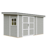 PREMIUM kokybės sodo namelis Timbela - M939B, 8.68 m&sup2; - A231x248x412 cm - Be grindų ir &scaron;oninės sienos - su dažų rinkiniu TUNDRA GREY