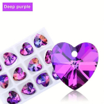 10 vnt 14mm Spalvoti 3D AB Spindintys Sintetiniai Kristaliniai &Scaron;irdelės Pakabukai Rivex, Violetinė A
