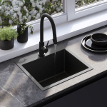 Kriauklė Rea Leo 50 Black + Mai&scaron;ytuvas Virtuvės Fresh Black