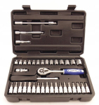 Galvučių rinkinys su terk&scaron;le 1/4(6.3 mm) 38vnt.