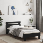 vienvietė lova，suaugusiųjų lova,Lovos rėmas su galvūgaliu ir LED lemputėmis, juodas, 75x190cm CFE7149548