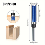 Frezavimo antgalis su guoliu medienai, 6mm kotas, 1vnt 6 mm x 1/2 x 38 mm