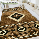 Aksominis kilimas su geometriniu ra&scaron;tu, rudas, 79 * 118 colių / 200 * 300 cm
