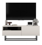 Lofto stiliaus TV spintelė Enjoy su stalčiumi juodos metalinės kojelės Lindner baldai ka&scaron;myro matinė 120 cm