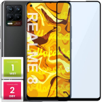 Grūdintas stiklas Realme 8, pilnas, dengiantis visą ekraną, apsauginis stiklas 5d