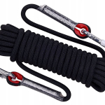 Statine virvė laipiojimui 12 mm 10 m juoda su plieniniais karabinais