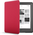 Forefront Cases&reg; naujas odinis dėklas-dangtelis, skirtas Kobo Glo Hd Ebook &ndash; pilna įrenginio apsauga su automatinio užmigdymo ir pažadinimo funkcija, 3 metų Forefront Cases garantija, raudonas