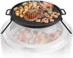Ketaus kepimo grotelės su nuimamu pagrindu, grilio plok&scaron;tė, skirta Solo Stove Bonfire ir Yukon Fire Pit, skersmuo 52,5 cm, grilio priedas ugnies duobėms, bbq kepimo plok&scaron;tė kepsninėms