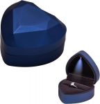 Jinlaili vestuvinių žiedų dėžutė, 70 x 65 x 45 mm žiedų dėžutė su led ap&scaron;vietimu, žiedų dėžutė su velvetiniu vidumi, papuo&scaron;alų pateikimo dėžutė, &scaron;irdelės formos žiedų dėžutė pir&scaron;lyboms, sužadėtuvėms, vestuvių prekystalio ekspozicijai (mėlyna)