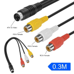 S-video 4-pin į 3 Rca Av moteri&scaron;kas kabelis, 0.3m