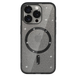 Telefono dėklas Glitter Magsafe, Samsung Galaxy S25 Ultra, juoda-skaidri