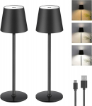 LED stalinė lempa, 2 vnt., įkraunama, bevielė, 5000 mAh baterija, lietimui jautrus &scaron;viesos reguliavimas, 2700&ndash;6000K