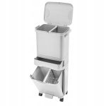 &Scaron;iuk&scaron;lių rū&scaron;iavimo konteineris su ratukais, 42 l, pilkos spalvos