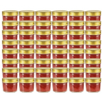 Stiklainiai uogienėms su auksiniais dangteliais, 48 vnt, 110 ml