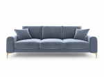 Keturvietė sofa Mazzini Sofas Madara, &scaron;viesiai mėlyna/auksinės spalvos