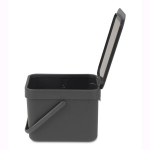 Brabantia maisto atliekų konteineris Sort&Go, 6 l, tamsiai pilkas