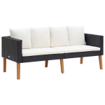 Dvivietė sodo sofa su pagalvėlėmis, juodos spalvos