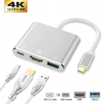Adapteris Hallo Multiport 3in1 TYPE-C - HDMI + USB3.0 + TYPE-C