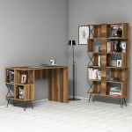 Ra&scaron;omasis stalas su knygų lentyna Kalune Design 845 (IV), juodas/rudas