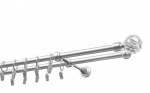 Dvigubas karnizas metalinis 19 mm + 19 mm OLIMP, 300 cm, matinio chromo
