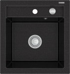 Granitinė virtuvinė plautuvė Mexen Vito su sifonu, Metallic black/silver