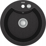 Granitinė virtuvinė plautuvė Mexen Diego su sifonu, Black granite