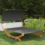 vidaXL Hamakas su stogeliu, antracito, 165x210x155cm, medienos masyvas
