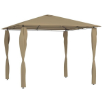 Pavėsinė su stulpų uždangalais, taupe, 3x3x2,6m, 160g/m&sup2;