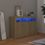 &Scaron;oninė spintelė su LED ap&scaron;vietimu, ąžuolo, 115,5x30x75 cm
