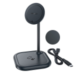 Belaidis įkroviklis Qi 15W ir stovas iPhone ir AirPods, juodas