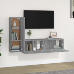TV spintelių komplektas, Mediena, 3 dalių, pilka ąžuolo spalva