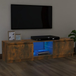 Tv spintelė su led ap&scaron;vietimu, dūminio ąžuolo, 120x30x35,5cm