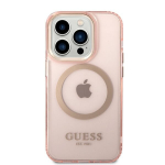 Guess Translucent MagSafe Compatible Case skirtas iPhone 14 Pro, rožinis