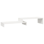 Monitoriaus stovas vidaXL, Pu&scaron;ies medienos masyvas, (52&ndash;101)x22x14cm, balta