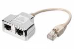 RJ45 Adapteris su kabeliu, 2x RJ45 lizdai, CAT 5e, 0.19m, Tinklo naudojimui, Baltas