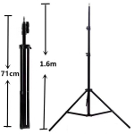 Elight 16M Premium Stabilus Metalinis Trikojis Stovas 1.6m max 1/4 sraigtas Led Žiedas / Fotoaparato tvirtinimas Juodas