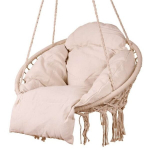 Lauko pakabinama kėdė krėslas su pagalve XXL 120 kg Boho style, rožinis