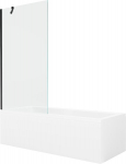 Vonia Mexen Cubik su apdaila ir stiklo sienele, 150x70 cm + 90 cm, White+Black/Transparent
