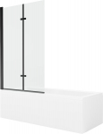 Vonia Mexen Cubik su apdaila ir stiklo sienele, 170x70 cm + 100 cm (II), White+Black/Transparent