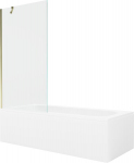 Vonia Mexen Vega su apdaila ir stiklo sienele, 160x70 cm + 90 cm, White+Gold/Transparent