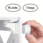 4 Užraktai + 1 Raktas Vaikų Apsaugos Magnetinis Užraktas.