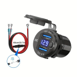 36W aliuminio automobilinis USB įkroviklis,  Mėlyna