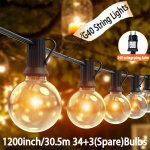 G40 LED lauko girliandos atsparios smūgiams &scaron;viesos., 100FT/30,5m 34+3(Atsarginės)Lemputės