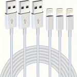 3 vnt arba 1 vnt [Apple MFi sertifikuoti] iPhone įkrovimo laidai - 1,8 m greitam įkrovimui, 200,0 cm
