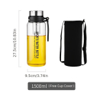 Stiklinis gėrimų butelis su sieteliu, 1500 ml